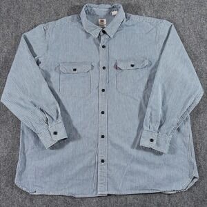 Levi's Shirt Mens 2XL Blue White Hickory Stripe Railroad Heavyweight Relaxed Fit